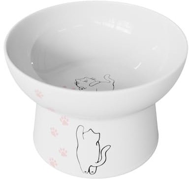 Bol pour Chat surélevé, surélevé, en Porcelaine, prévention des Reflux, sans Stress, Choix de sécurité pour Votre Chat.