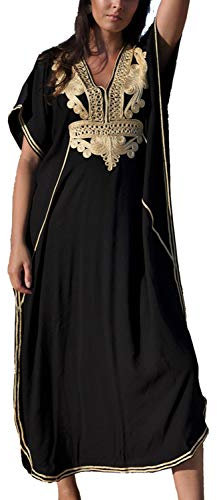 YOUKD été Coton brodé Floral lâche Caftan Boho Plage Bikini Couverture Robe Grande Taille Robe pour Les Femmes