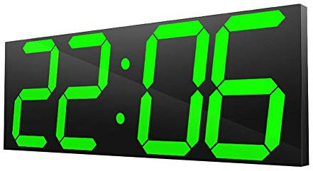 Ymiko Reloj Digital LED Grande, Reloj de Pared para el hogar Reloj electrónico con Espejo Digital LED 100-240 V con Control Remoto (Enchufe de EE. UU.)(Verde)