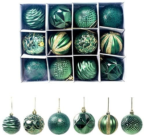 Zliger 12 Piezas Bolas de Navidad Decoraciones Árbol Bolas Plástico Bolas Árbol Navidad Bolas de Navidad para Decoración de Árbol de Navidad (Verde)