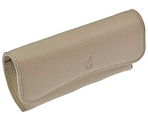 GoBago Klassisches Brillenetui Leder Brillentasche Lederetui für Brille (Elfenbein)