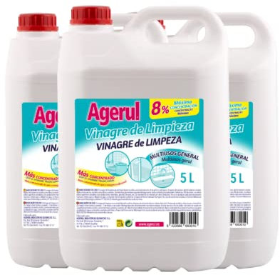 Agerul. Vinagre de Limpieza Para Múltiples Superficies. Ecológico, concentrado y eficiente. Caja de 3 botellas de 5 litros
