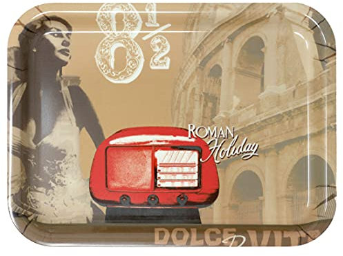 Lashuma Kleines Küchentablett Melamin, Serviertablett braun Motiv: Rom, Eckiges Geschirrtablett 31x23 cm