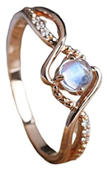 Aotiwe Mondstein Ring, Verdrehter Edelsteinring mit Kubisch Zirkonia Kupfer Schmuck Geschenk Damen Größe 57