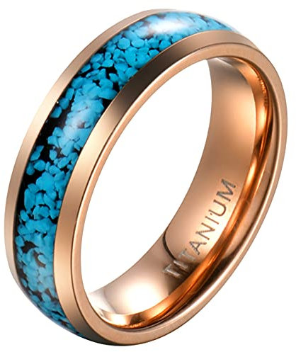 Mabohity Herren/Damen Ringe 6mm Titan Porliet mit Edler Blaues Stein, bequem Tragen Größer 60