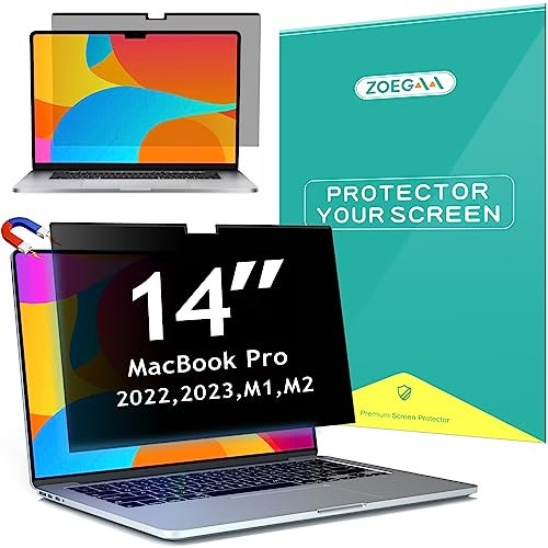 ZOEGAA Magnetic Macbook Pro 14 Inch Privacy Screen(2021-2024),Removable Anti-Blue Light MacBook Pro 14 Privacy Screen for MacBook Pro 14(M1/M2/M3/M4) with Webcam Cover