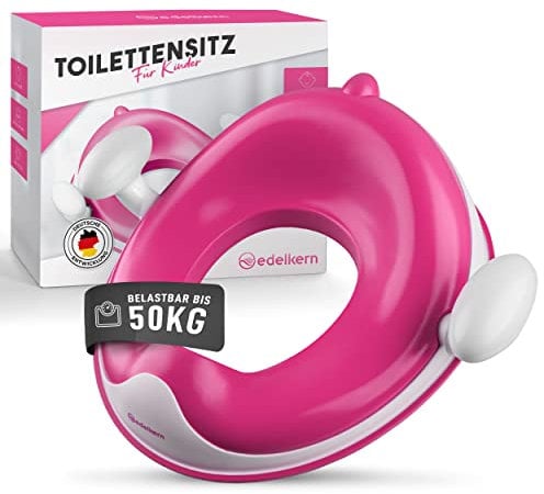 Edelkern Toilettensitz Kinder - Ergonomischer WC Sitz Kinder [bis 50kg] - Universeller Toilettenaufsatz Kinder mit Griffen - Sicherer Klositz für Kinder mit Spritzschutz - Mit Aufhängehaken