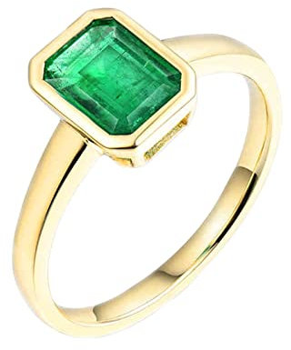 Daesar Ring 750 Gold Damen, Verlobungsring Solitär mit Smaragd 1.5ct Trauringe Gold Nickelfrei Gr.62 (19.7)