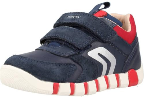 Geox B IUPIDOO Boy D, Zapatillas para Bebé-Niños, Navy/Red, 19 EU
