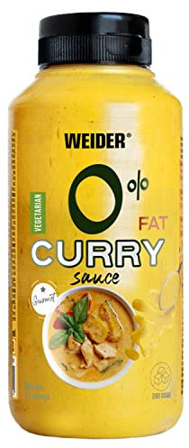 Weider Gourmet 0% Fat Curry Sauce (265 ml). Sauce Curry 0% Matières Grasses, 0% Sucre. Faible en Calories. Nouvelle Recette Gourmet. Ideal pour Salades, Légumes, Poissons, Viandes et Autres.