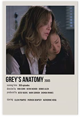 JDRC Classic Series Greys Anatomy Vintage 3 Leinwand Poster Schlafzimmer Dekor Sport Landschaft Büro Zimmer Dekor Geschenk Rahmen: 30 x 45 cm