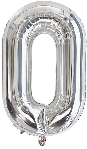 Vthoviwa 40 Zoll/18 Farbens Luftballon Zahlen 0 Silbrig, Luftballon 0. Geburtstag Foil Ballon, 0123456789,10-19,20-25,30,40,50,60,70,80,90, Folienballon 0 Party Dekoration Helium Unterstützen