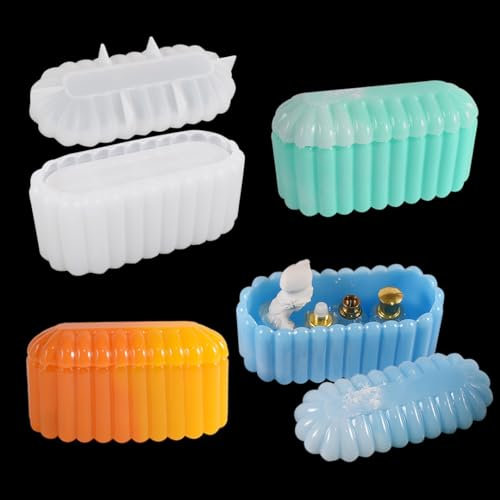 Zayookey Boîte Moule Resine Epoxy, Rectangle Moules en Silicone avec Couvercle Storage Box Resin Mold Moules Resine Boîte à Bijoux Rangement Forme pour Moulage Bricolage Conteneur de Bijoux Bouteille