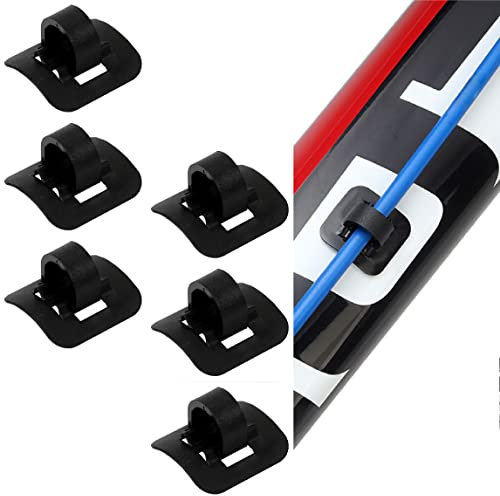 WeddHuis 6 Stück Fahrrad C-Clip Kabelführung - Aluminium Fahrrad Zugbefestigung für MTB & Road Bikes - Selbstklebende C-Schnalle Shifter Adapter & Zugführung für Mountainbike Guide