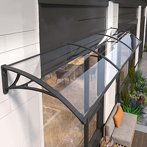 Esterno Tettoia Antipioggia per Porta Ingresso Copertura per Tettoia Antipioggia per porta,Tettoia per Pergola Antipioggia Grandine Neve,Pensilina Tettoia per Finestra (60X340cm/24inX134in,60cm)