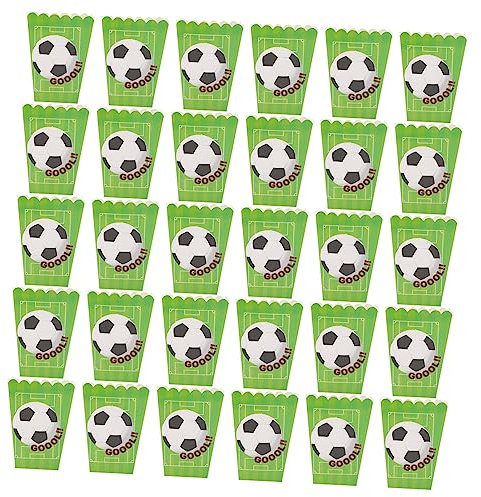 BESTonZON 30 Cajas Bolsa De Papel De Palomitas De Maíz Recipientes De Palomitas De Papel Cajas De Palomitas De Maíz De Fútbol Contenedores De Palomitas De Maíz De Papel Soporte Merienda