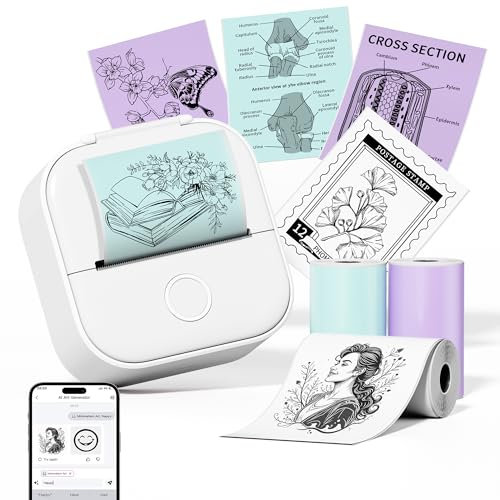 Phomemo Impresora Termica, T02 Impresora Fotos Movil, Impresora Portátil para iOS y Android, Mini Impresora para Movil sin Tinta,Mini Printer 203dpi Blanco y Negro,Impresora Bluetooth para niños
