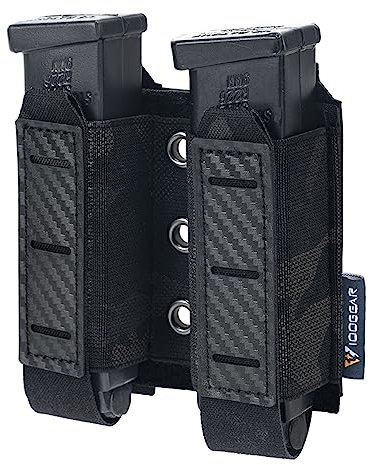 IDOGEAR Pistole Magazinbeutel Molle Magazin Pouch 9MM Doppelstapel Elastisches Magazin Holster mit Inner Loop Panel Laser-Cut Hardshell Mag Carrier (camo Black)