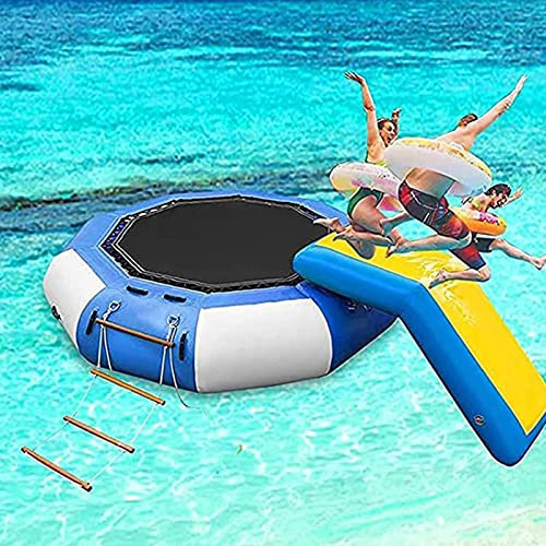 Trampolín de Agua Flotante Inflable para Equipo de Parque acuático Trampolín de Playa Que despide, Trampolín de Agua Inflable para Plataforma de natación al Aire Libre con tobogán.