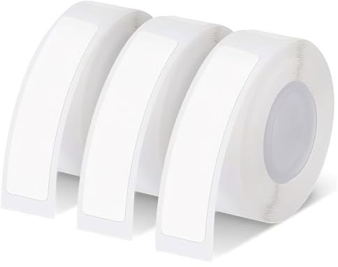 HENGBIRD 3 Rollen 12 mm x 40 mm Weiß Selbstklebendes Thermoband Etiketten, P15 Labels, Etikettenband für Phomemo D30, Etikettenband Aufkleber Thermopapier Rolle (160 Etiketten/Rolle)
