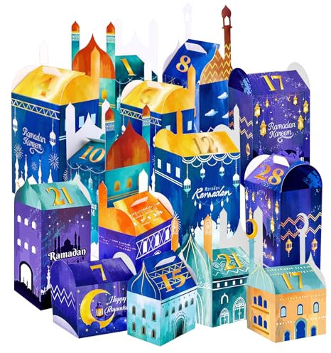 Ramadan Kalender zum Basteln und Befüllen, SelfTek 30 Stück Geschenkschachteln zum Basteln, Ramadan kalender zum Basteln Ramadan Geschenktüten Candytüten