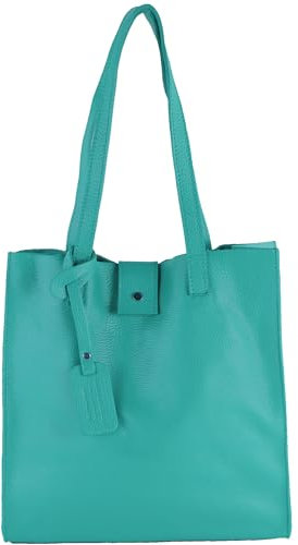modamoda de - T247 - Ital. Leder Shopper mit herausnehmbarer Innentasche, Farbe:Türkisblau