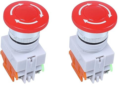 Fegtrty 2X Rojo Seta Tapa 1No 1Nc Botones Pulsadores Emergencia Parado Interruptor Ac 660V 10A