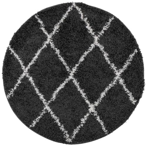 vidaXL Teppich, Teppich Wohnzimmer Schlafzimmer Shaggy Hochflor Rund, Flurteppich Langflor Flauschig Pflegeleicht, Modern Schwarz Creme Ø 280cm