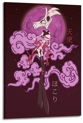 szzmyo Poster decorativo a tema anime Hazbin Hotel, stampa estetica moderna, su tela, per camera da letto e soggiorno, dimensione: 50 x 75 cm, con cornice