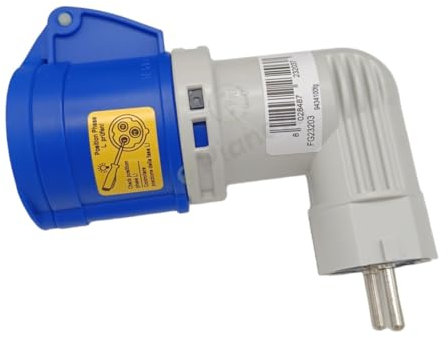 ADATTATORE da civile a industriale con spina schuko 2P POLI + T 16A e presa CEE 6H 2P + T 230V 90°
