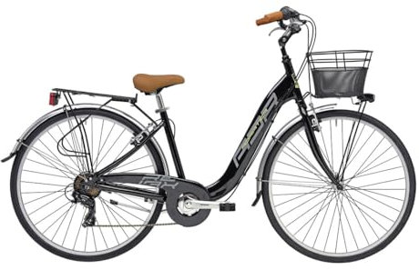 Adriatica Bazam City-Trekking Relax, Touring-Fahrrad für Damen, 28 Zoll, 6 Gänge, Rahmen aus Aluminium, Größe 45, schwarz