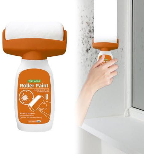 ZOYDP Wandreparatur Rollbürste, 500g Ausbesserungsfarbe Weiss Roller, Wandfarbe Ausbessern Weiß, Wandreparatur-Rollbürste mit Wandreparaturpaste für Reparieren von Fleckenflecken und Beschädigte Wände