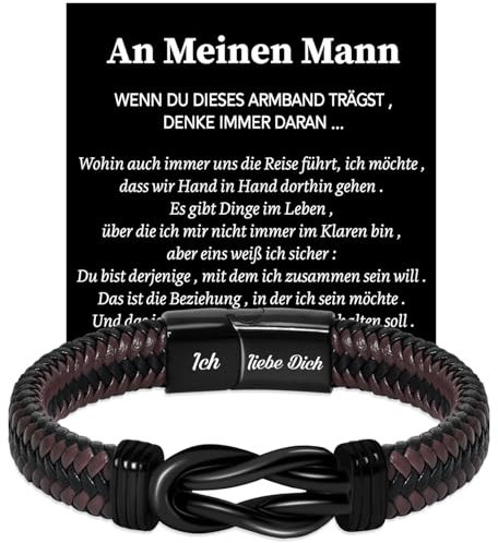 Coldbling Ich Liebe Dich Geschenke für Männer - Armband Valentinstag Jahrestag Geschenk für Ihn, Weihnachten Hochzeitstag Geburtstag Liebes Geschenk für Ihn Freund Mann Männer Lederarmband