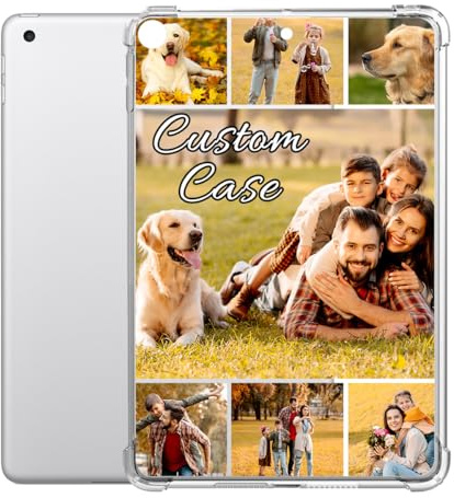 Customize Case for iPad 9th/8th/7th Generation 2021/2020/2019 (10.2 inch) Personalized Custom Photo Collage Picture Text Soft TPU Cover, Shockproof Thin Slim Fit Transparent Flexible Shell, Clear