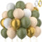 RISEMART Luftballons Grün Gold, Luftballons Salbeigrün 60 Stück 30cm Helium Ballons Set luftballons hochzeit Set mit 2 Rollen Band als Geburtstag Jubiläum Party Dekoration Graduierung