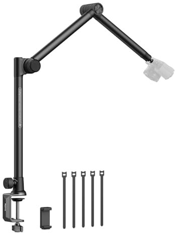 SMALLRIG Overhead 3-Section Desktop Camera Bracket, Damping Boom Arm Desk Mount with 360° Rotatable Ball Head, Tabletop C Clamp, Max Load to 4.4lbs / 2kg for Photography Videography Live Stream - 4324