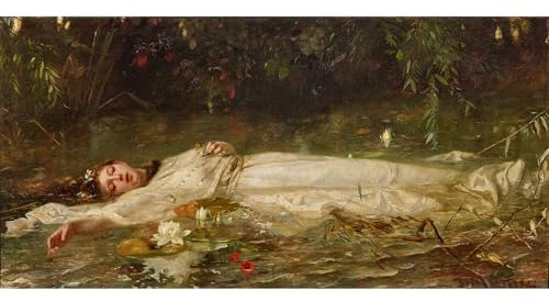 28 handgefertigte Ölgemälde mit stimmungsvollen Frauen von Hochschullehrern, Vintage-Kunst auf Leinwand, antike Kunstwerke für die Inneneinrichtung, Frau liegt im Fluss, Blumen, Pflanzen, Ophelia...