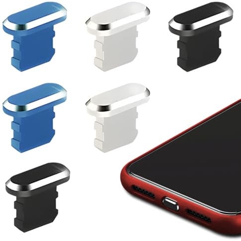 JUGCUT 6 Pcs Anti Dust Plugs Cover for iPhone,Dust Cover Charger Protector Port Plugs Compatible with iPhone 7, 8,11, 12,13,14, for Max/X/XS/XR, for Plus SE/AirPods/iPad Mini/Air