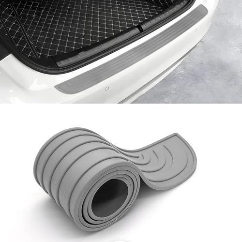 Ladekantenschutz für Dacia Logan MCV 2 (II) I 2013-2020,Einstiegsleisten Schutz Stoßstangenschutz aus Gummi inkl Anti Kratz Kantenschutz Aufkleber Heckstoßstangenschutz,104 * 9cm Grey