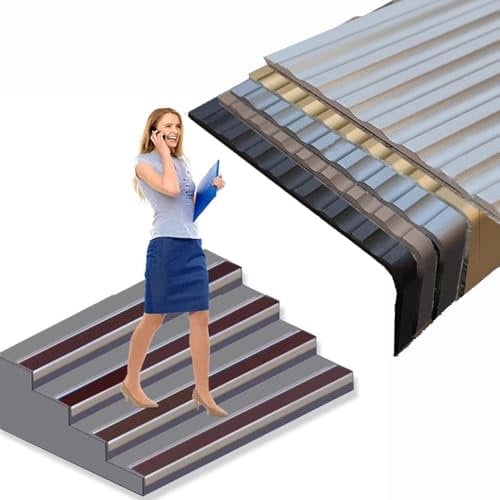ZYXQQJ Treppenkantenprofil 40/50/60/70mm Treppenkantenschutz Treppenkante rutschfeste Treppenwinkel Stufen Kantenprofil In L-Form ﻿(Brown,W70mm)
