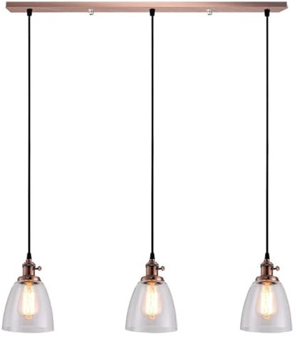 Lámpara colgante de isla de cocina industrial, conjunto de 3 luces, lámpara de techo colgante estilo V-intage,Lámparas Colgantes