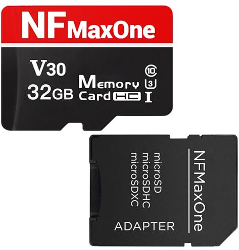 Carte mémoire microSD de 32 Go avec adaptateur SD SDXC - Mémoire de 32 Go compatible avec vidéo UHD, appareil photo 4K, Gopro, Samsung, Nintendo DS, Dron, tablette, téléphone - Vitesse jusqu'à 100 Mbs