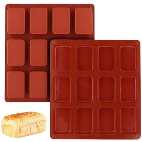Mini Loaf Tins 2pcs - 12 Cavities Non-Stick Mini Brownie Baking Tin, Mini Bread Pan, Bread Baking Mold, Silicone Mini Loaf Baking Tray for Mini Bread, Brownie, Cornbread, Cheesecake Mini Cake Tins