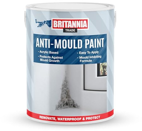 AQUASHIELD Britannia Paints Anti Mould Acrylic Paint - Satin Magnolia 2.5 Litres - Protects Against Mould Growth - Mould Inhibiting Formula