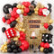 Tacobear Casino Geburtstagsdeko Party Deko Erwachsene Kinder mit Schwarz Rot Gold Luftballons Girlande Ballonbogen Zubehör Würfel Spielkarten für Poker Party Las Vegas Clubs Kindergeburtstag Deko