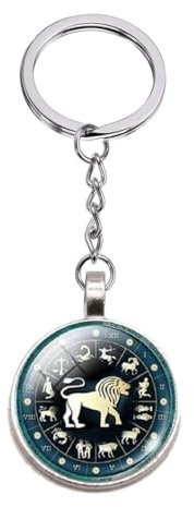 Porte-Clés Original, Bijou de Sac, Signes du Zodiaque, Signes Astrologiques, 12 Constellations au Choix, Lion, Vierge, Balance, Scorpion, Sagittaire, Porte-Clés Anniversaire (Lion sans Prénom)