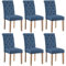 Yaheetech 6pcs Sillas de Comedor Silla de Polipiel con Pata de Madera para Salón Comedor Cocina Restaurante 45.5x62x98.5 cm Azul-Poliéster/6 Sillas