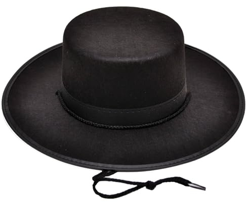labreeze GCC Fashion Store Erwachsene Schwarz Bandit Zorro Hut - Filz Budget Herren Spanische Faschingshut für Cosplay und Motto-Partys