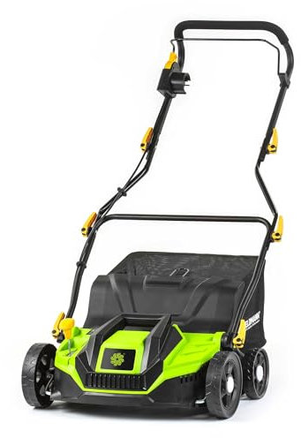 Scarificateur et Râteau Électrique 2 en 1, 1300W, Largeur de Coupe 320mm, Bac de 40L, Poignée Réglable, Profondeur de Coupe -12 à +10mm, 2 Cylindres Interchangeables