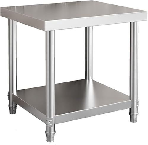 Edelstahl-Arbeitstisch für die Küche, multifunktionaler kommerzieller Vorbereitungstisch mit verstellbaren Füßen und offenem Regal, ideal zum Zerkleinern und Zubereiten von Speisen